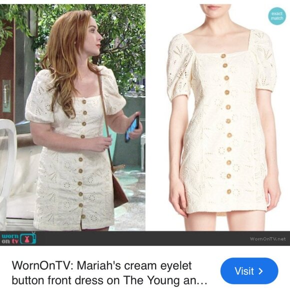 Free People Daniella Cotton Eyelet Mini Dress Puff Sleeve Button Front 8 - Picture 8 of 11